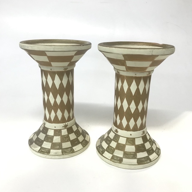 CANDLESTICK - Pair Cream Gold Diamond